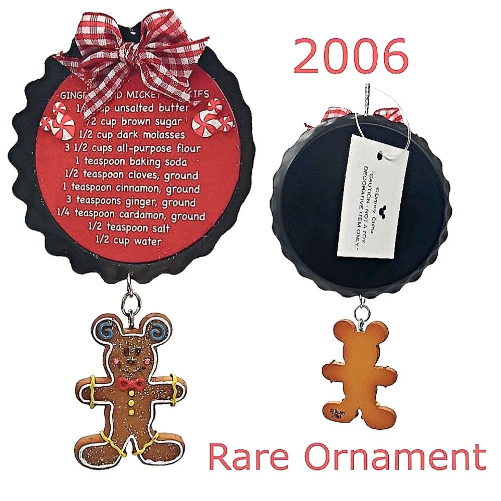 Disney's Holiday Collection Gingerbread Mickey Cookie Recipe 2006 Ornament NEW